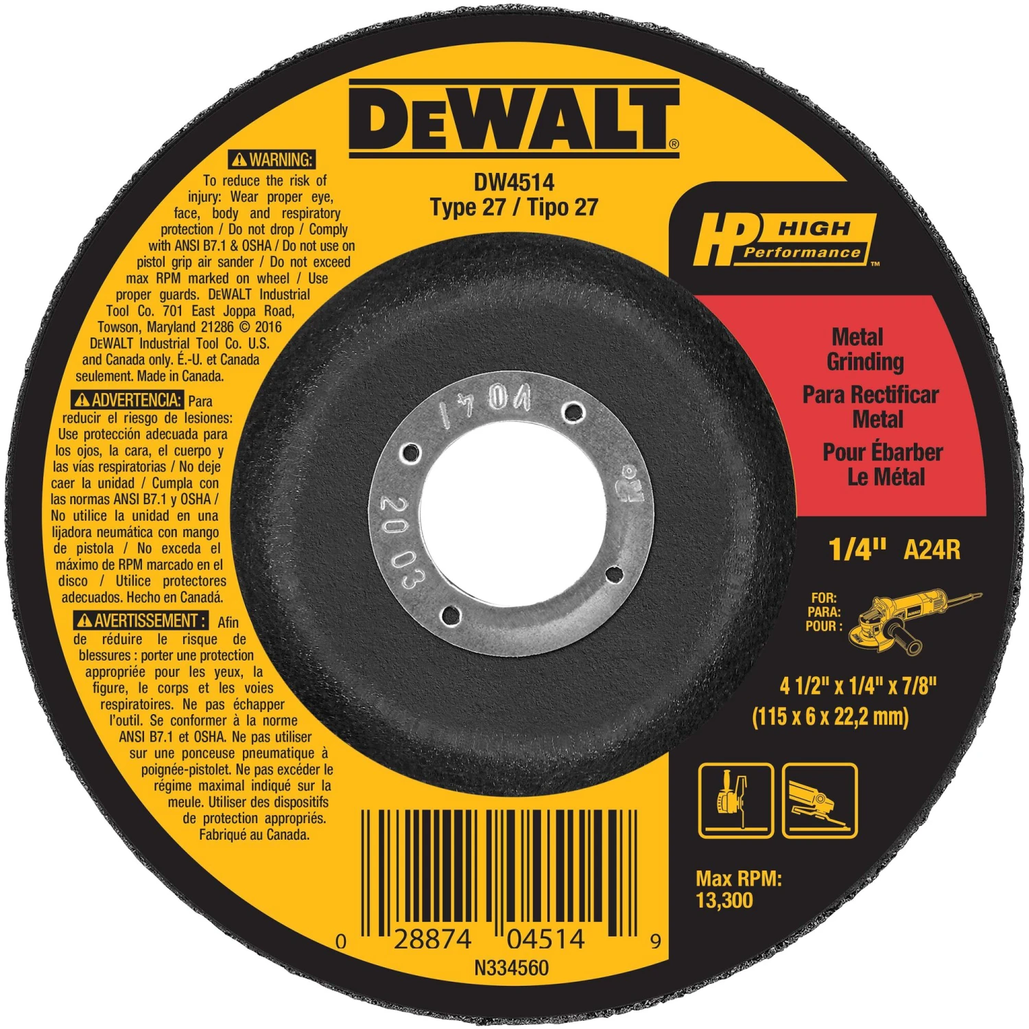 DEWALT 4.5-in Aluminum Oxide Grinding Wheel 1 DEWALT 4.5-in Aluminum Oxide Grinding Wheel