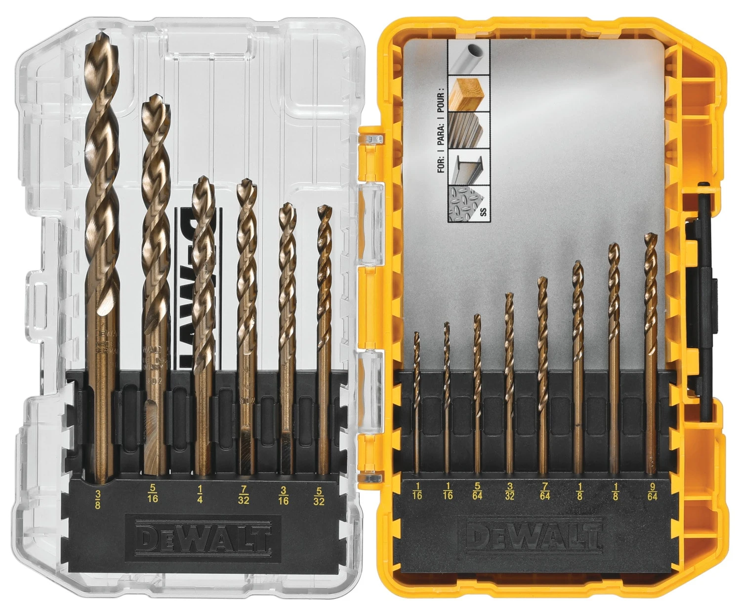 DEWALT 14 -Piece Assorted X Cobalt Alloy Steel Jobber Length Twist Drill Bit Set 1 DEWALT 14 -Piece Assorted X Cobalt Alloy Steel Jobber Length Twist Drill Bit Set