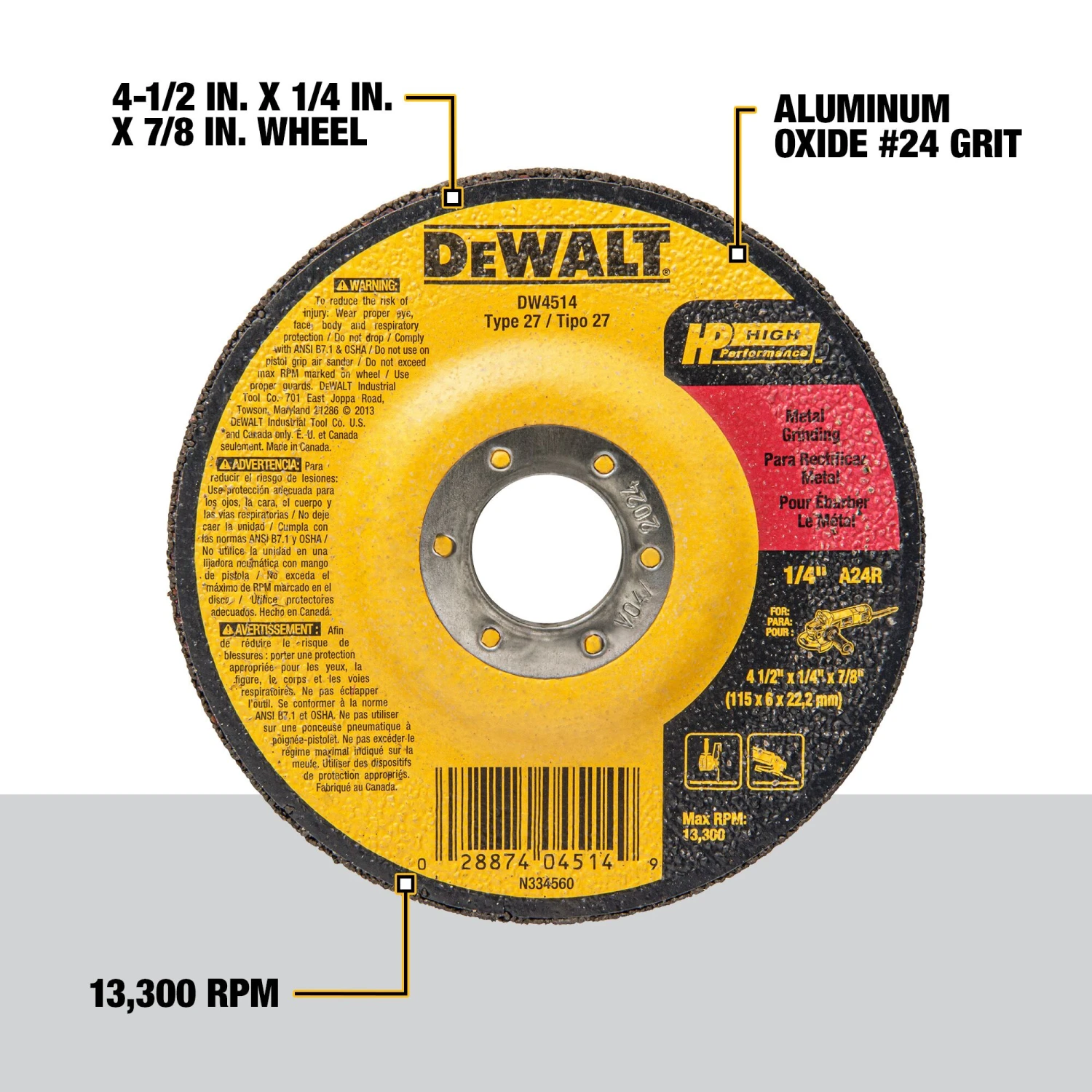 DEWALT 4.5-in Aluminum Oxide Grinding Wheel 2 DEWALT 4.5-in Aluminum Oxide Grinding Wheel - Image 2