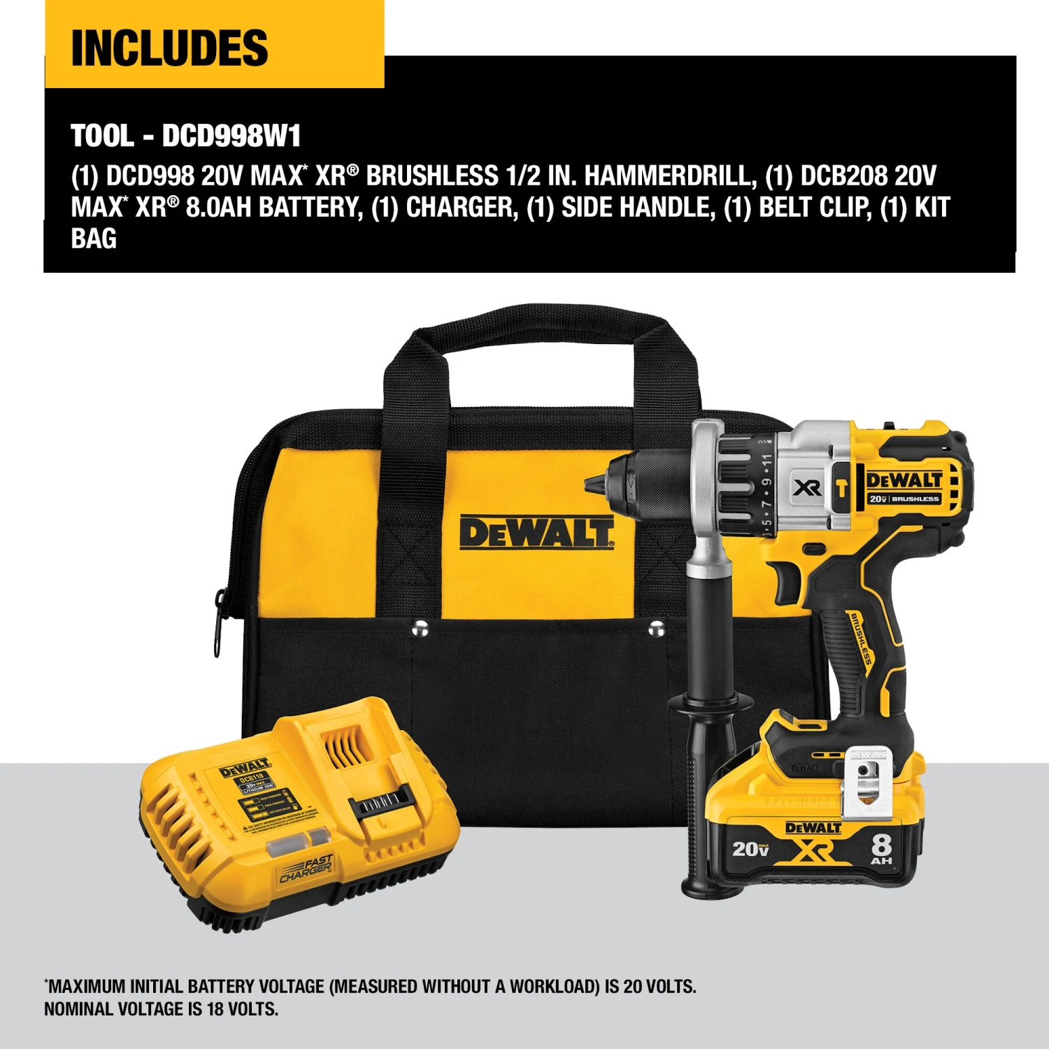 DEWALT XR POWER DETECT 1/2-in 20-volt Max Variable Speed Brushless Hybrid Capable Cordless Hammer Drill ( 1 -Batteries And Charger Included ) 3 DEWALT XR POWER DETECT 1/2-in 20-volt Max Variable Speed Brushless Hybrid Capable Cordless Hammer Drill ( 1 -Batteries And Charger Included ) - Image 3