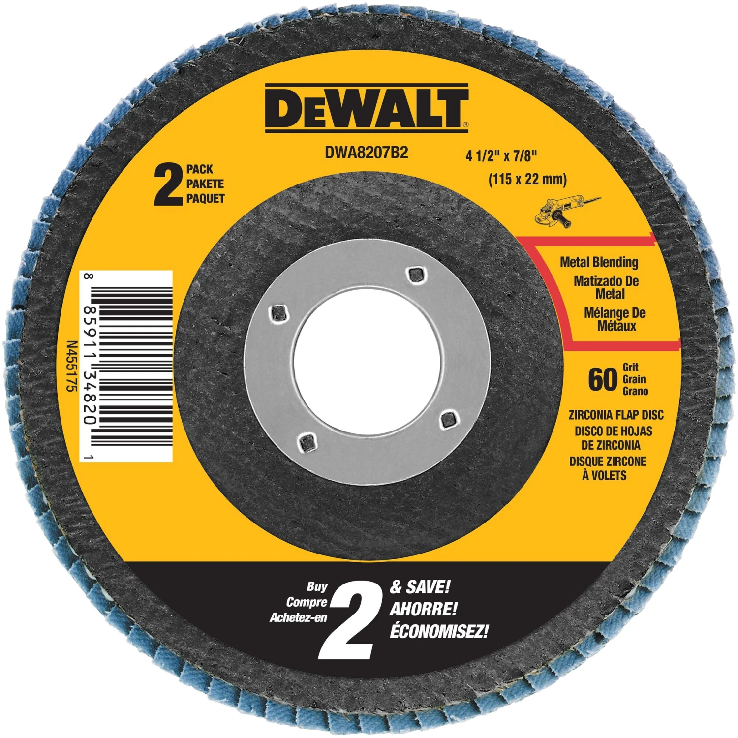 DEWALT 2 Pack Flap Discs 2 -Pack 4.5-in Aluminum Oxide 60 -Grit Flap Disc 1 DEWALT 2 Pack Flap Discs 2 -Pack 4.5-in Aluminum Oxide 60 -Grit Flap Disc