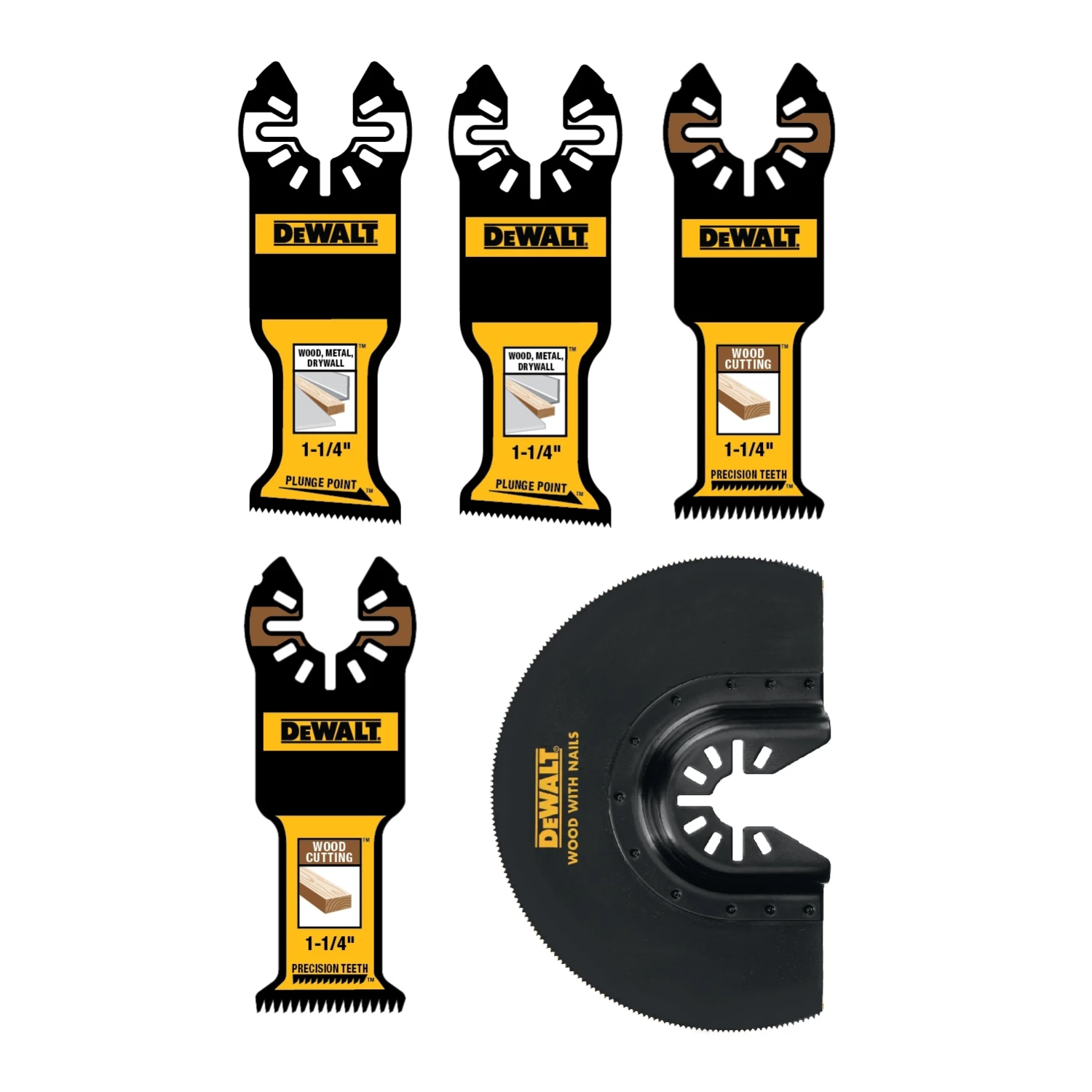 DEWALT 5 -Pack Multiple Materials Oscillating Tool Blade 1 DEWALT 5 -Pack Multiple Materials Oscillating Tool Blade