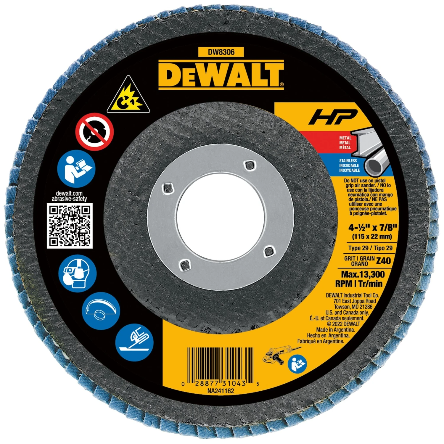 DEWALT 4.5-in Zirconia 40 -Grit Flap Disc 1 DEWALT 4.5-in Zirconia 40 -Grit Flap Disc