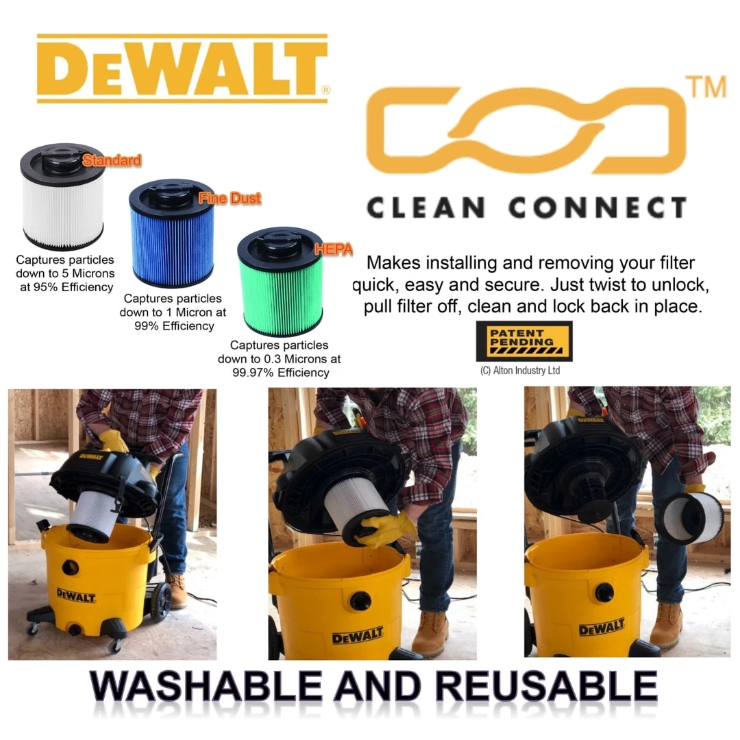 DEWALT Reusable Small Wet/Dry Shop Vacuum Cartridge Filter 6 DEWALT Reusable Small Wet/Dry Shop Vacuum Cartridge Filter - Image 6