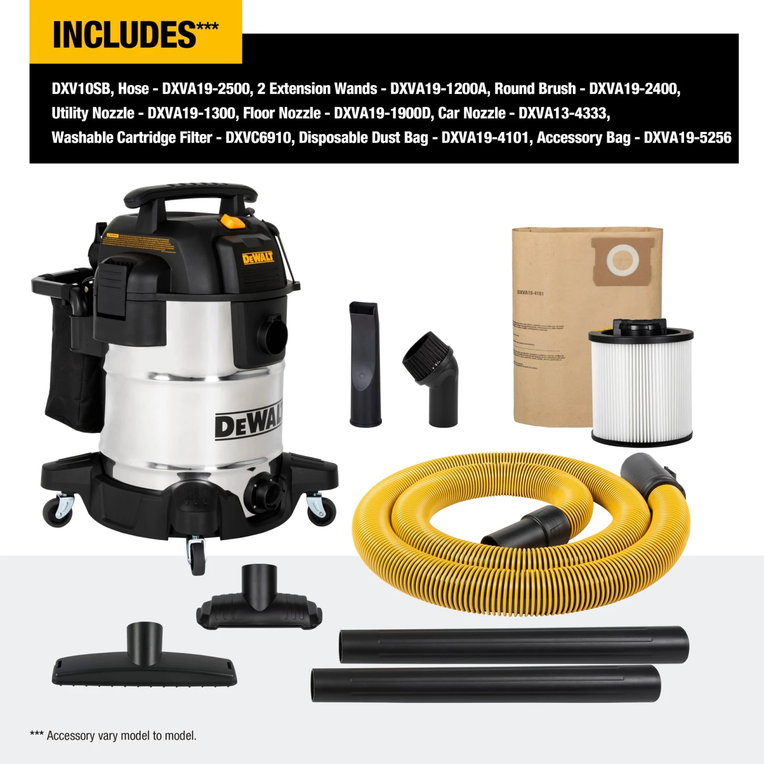 DEWALT 10-Gallon 6.5 HP Corded Wet/Dry Shop Vacuum With Accessories Included 7 DEWALT 10-Gallon 6.5 HP Corded Wet/Dry Shop Vacuum With Accessories Included - Image 7