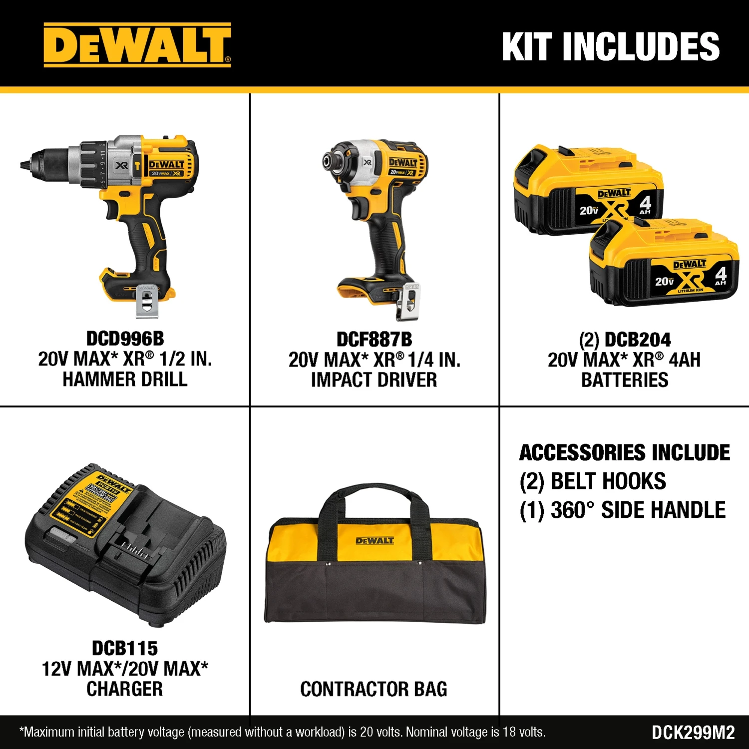 DEWALT XR 2-Tool 20-Volt Max Brushless Power Tool Combo Kit With Soft Case (2-Batteries And Charger Included) 2 DEWALT XR 2-Tool 20-Volt Max Brushless Power Tool Combo Kit With Soft Case (2-Batteries And Charger Included) - Image 2