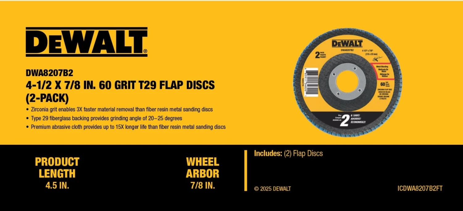 DEWALT 2 Pack Flap Discs 2 -Pack 4.5-in Aluminum Oxide 60 -Grit Flap Disc 2 DEWALT 2 Pack Flap Discs 2 -Pack 4.5-in Aluminum Oxide 60 -Grit Flap Disc - Image 2